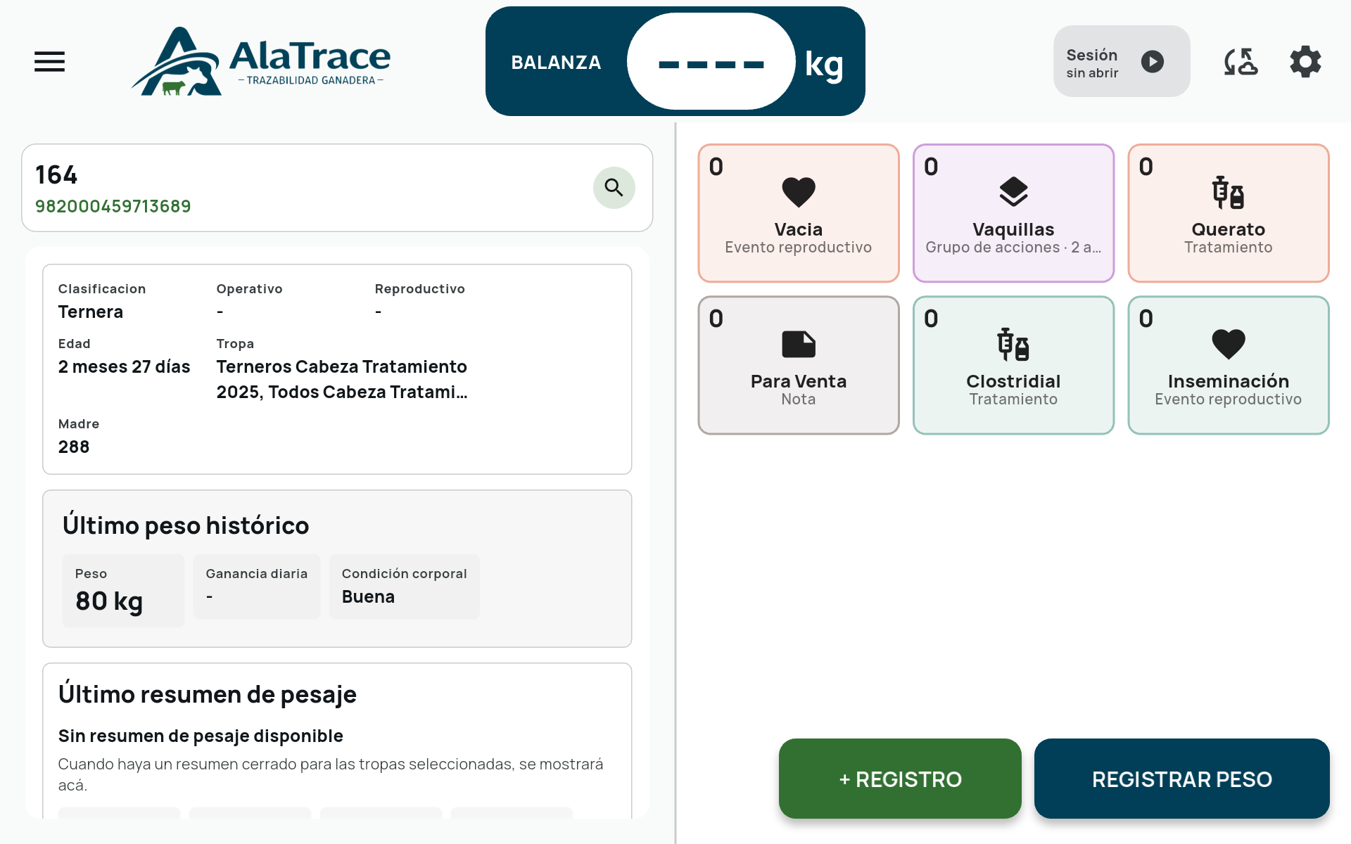 App móvil AlaTrace en tablet